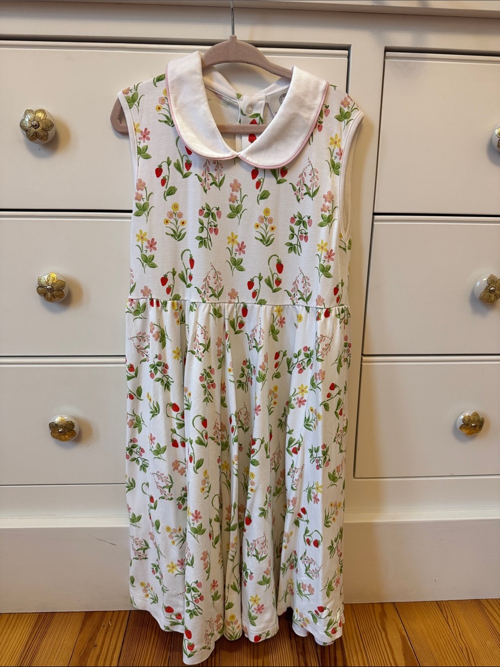 Proper Peony Girls White Floral Peter Pan Collar Dress